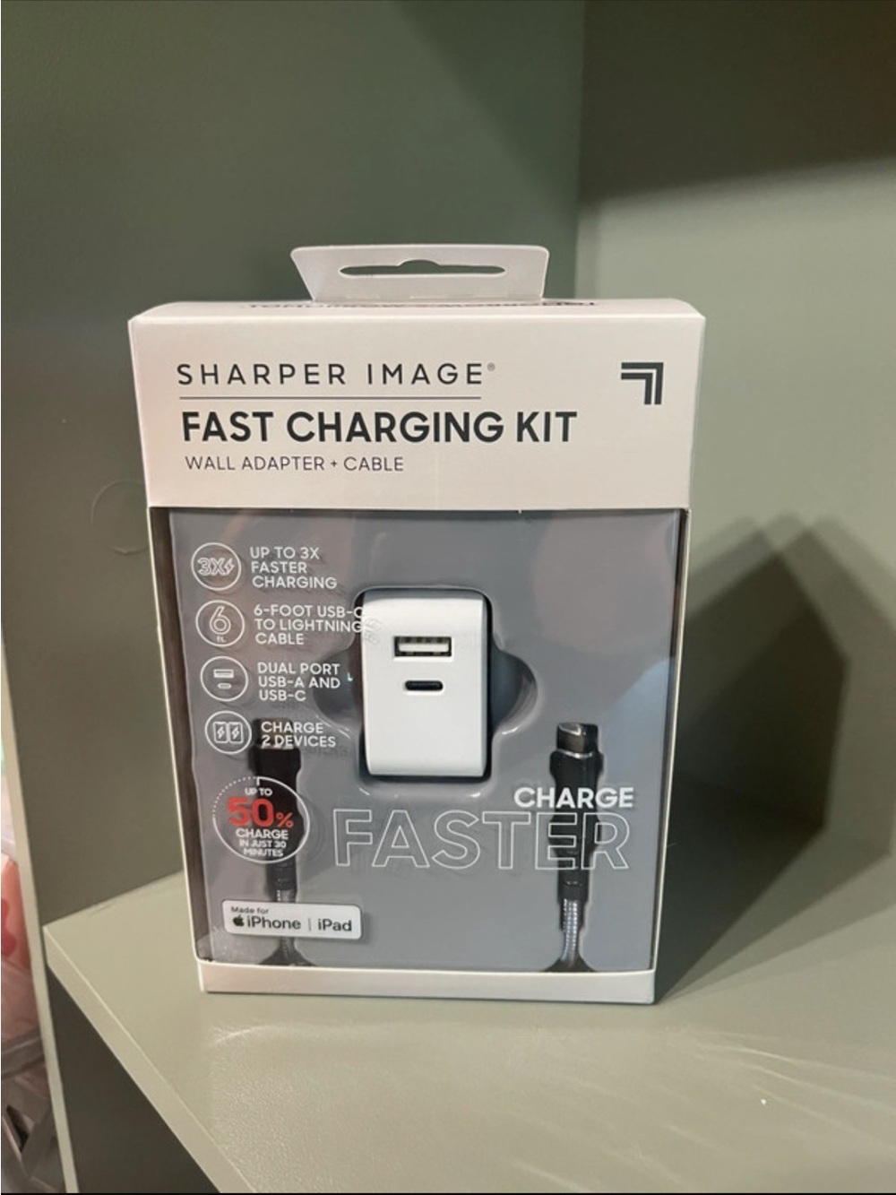 Sharper Image White & Black Fast Charging Kit with USB-A and USB-C